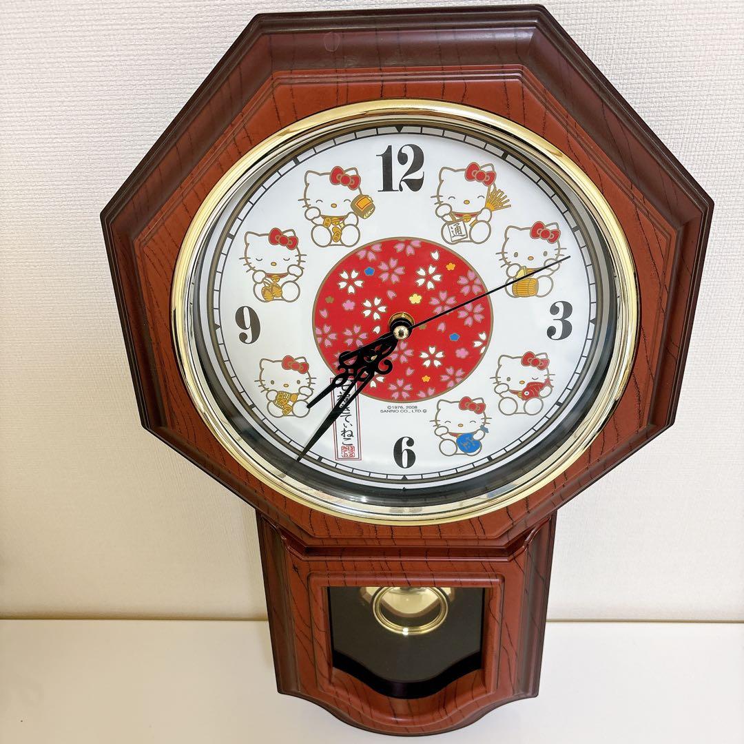 希少！七福きてぃねこ 壁掛け時計 振り子時計 ハローキティ