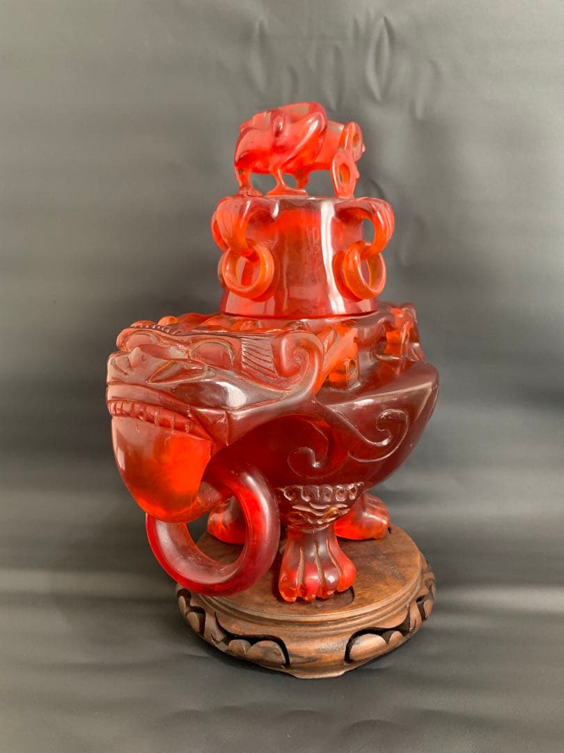 中国製　大香炉　琥珀調　骨董　古玩