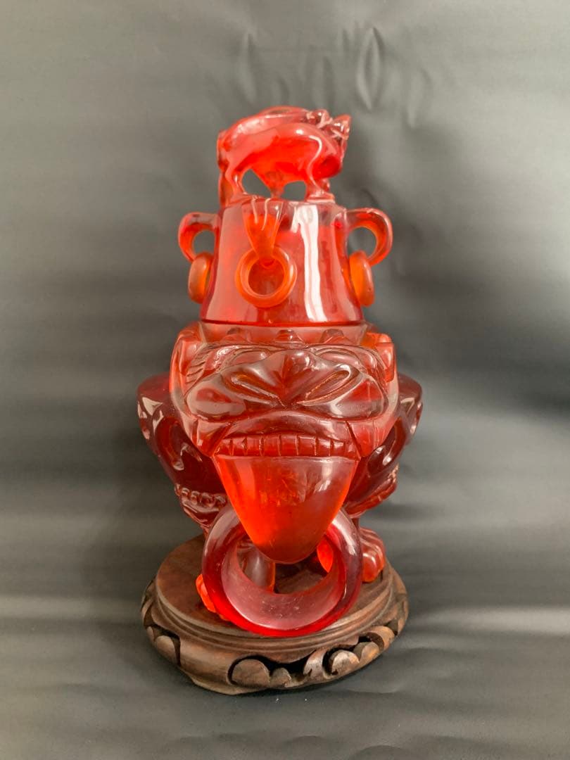 中国製　大香炉　琥珀調　骨董　古玩