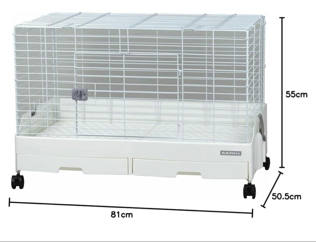 Sanko ケージ ホワイト キャスター付 サンコー イージーホーム エボ80