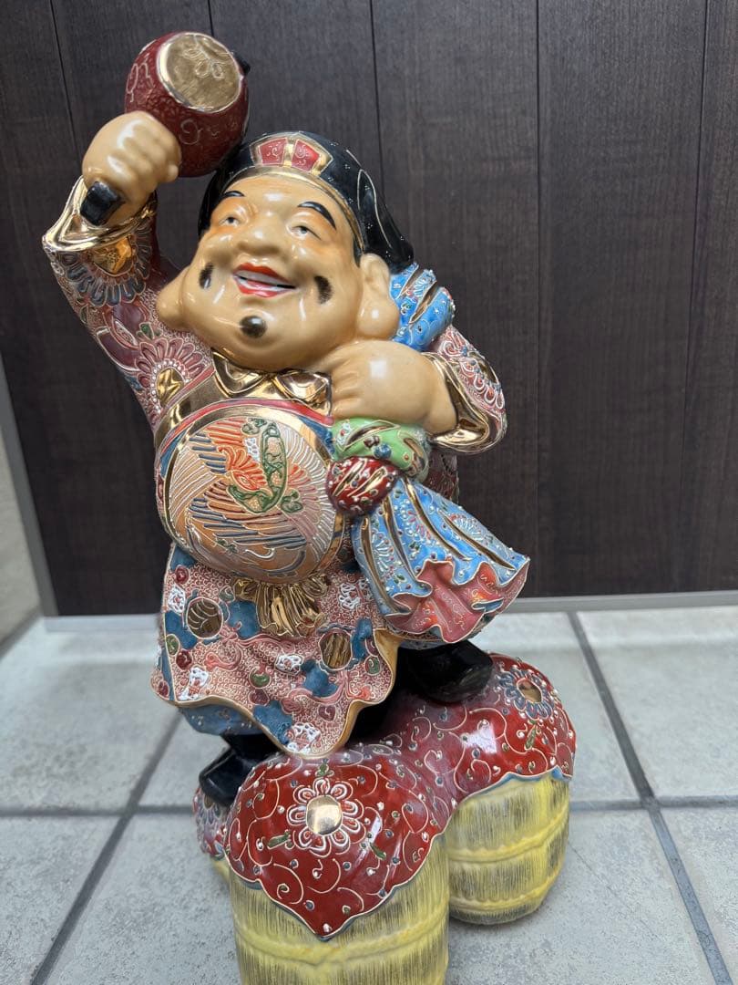 九谷焼 大黒天 置物 七福神 古美術品 金彩 骨董品 アンティーク　縁起物