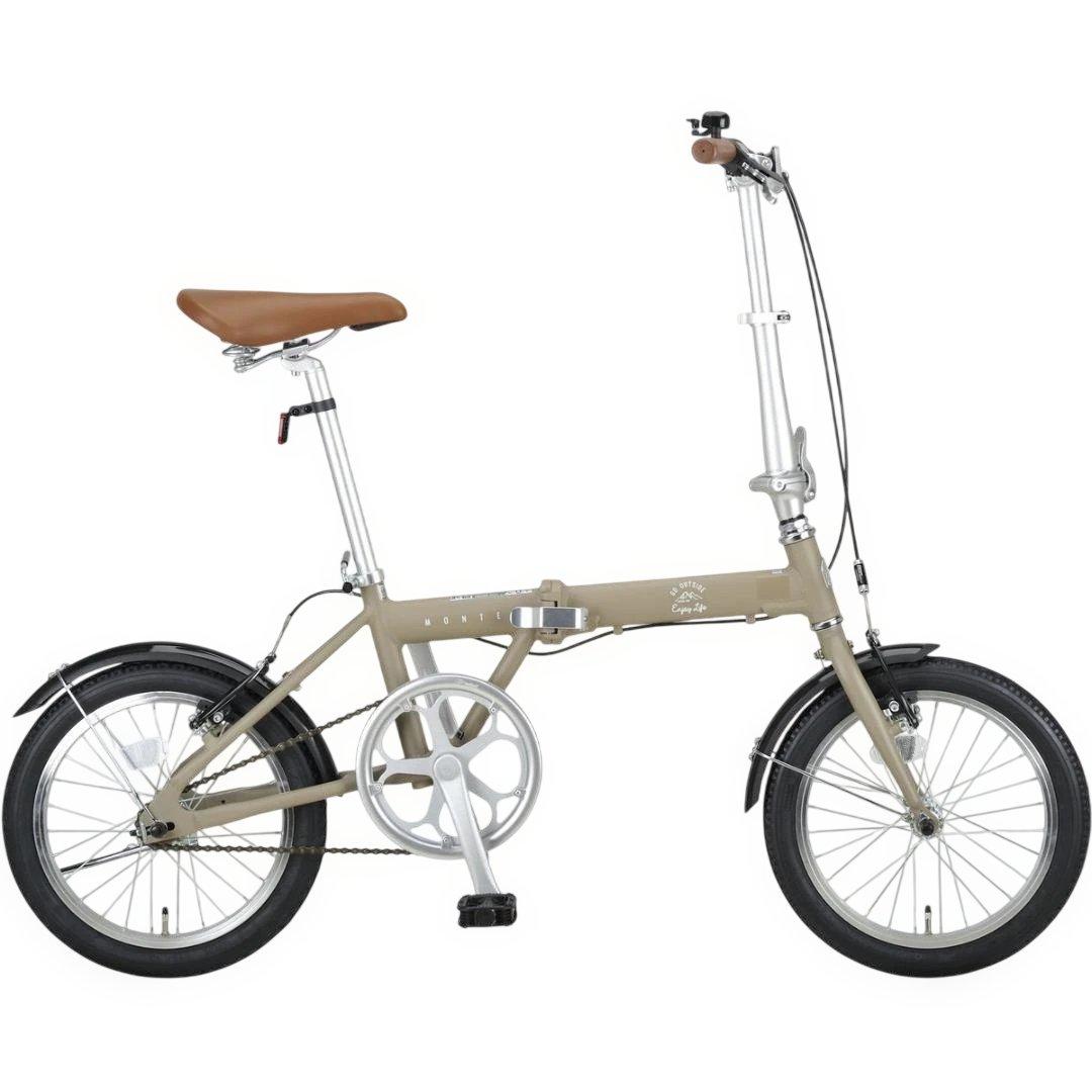 新品　16インチ 折り畳み自転車 アルミ AL-FDB161 カーキ モンテ