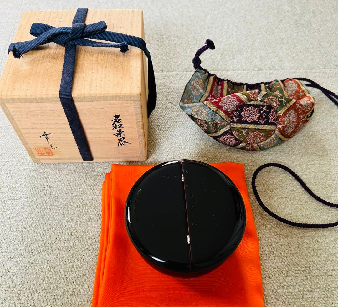 未使用品　輪島塗　老松茶入　仕服セット