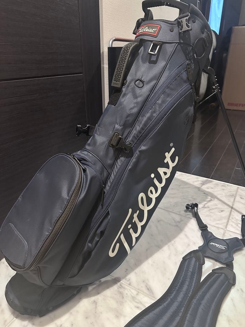 Titleist ネイビー キャディバッグ ポーチ レインウェア3点セット