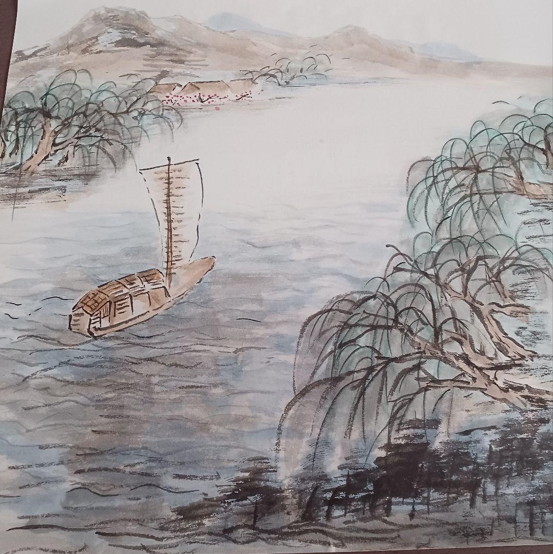 EDOYA　水墨画　オリジナル原画 大陸山河彩色　裏打ち済み