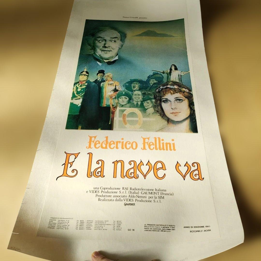 フェリーニ監督「そして船は行く」イタリア本国版ポスター 布リネンバック加工済み