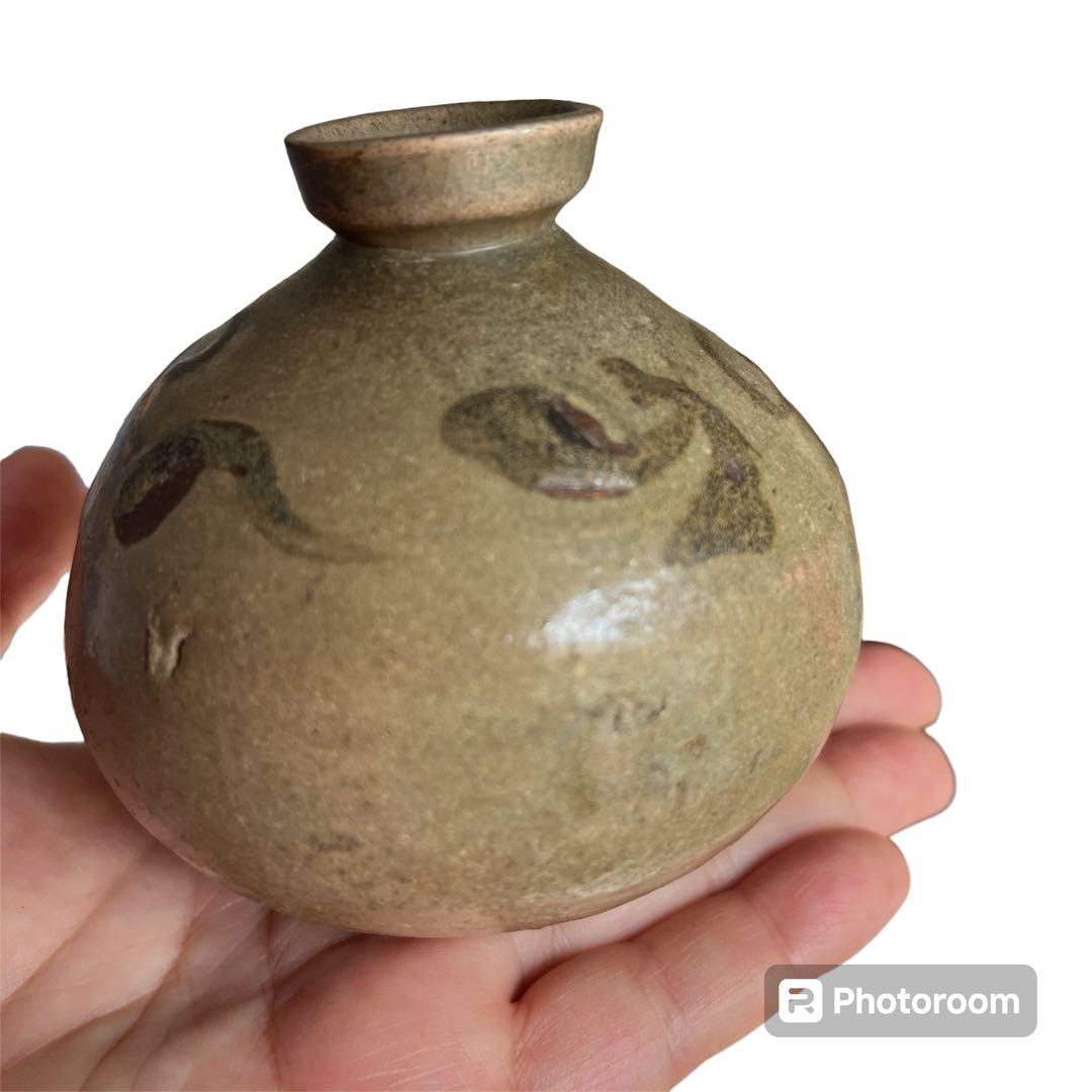 李朝　高麗　前期　徳利　花瓶　鉄絵