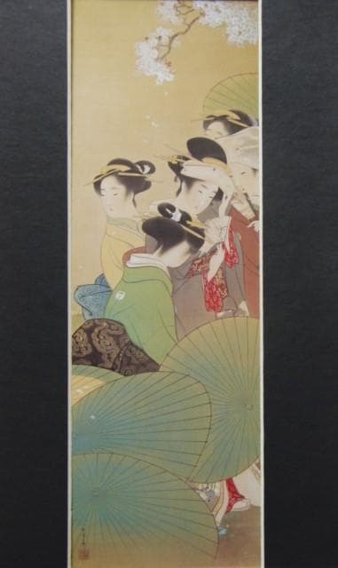 上村松園、【花のにぎわい】、希少画集画より、状態良好、新品高級額装付