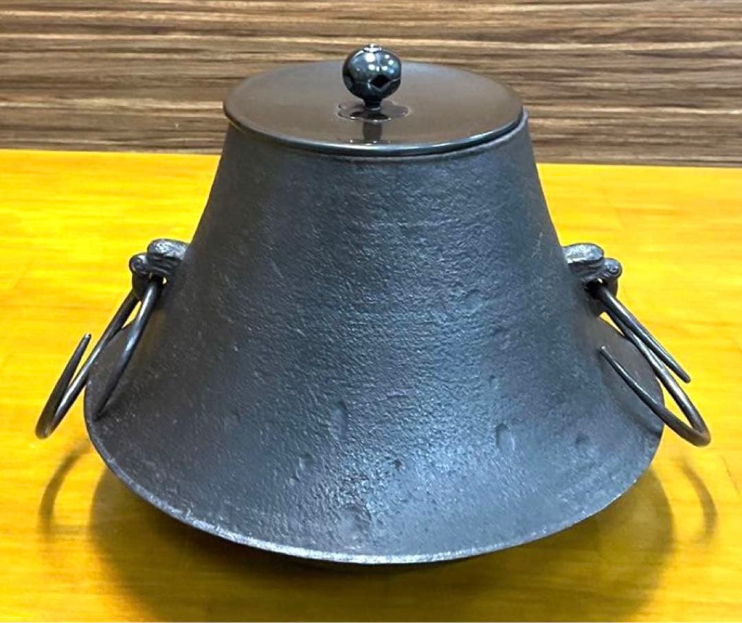 茶道具　風炉釜　茶釜　小釜　富士釜　宝積正一作　共箱付き