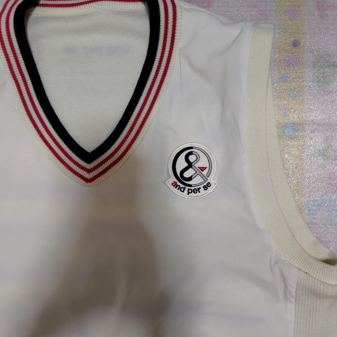 and per se Vネックベスト ホワイトリバーシブルメンズ