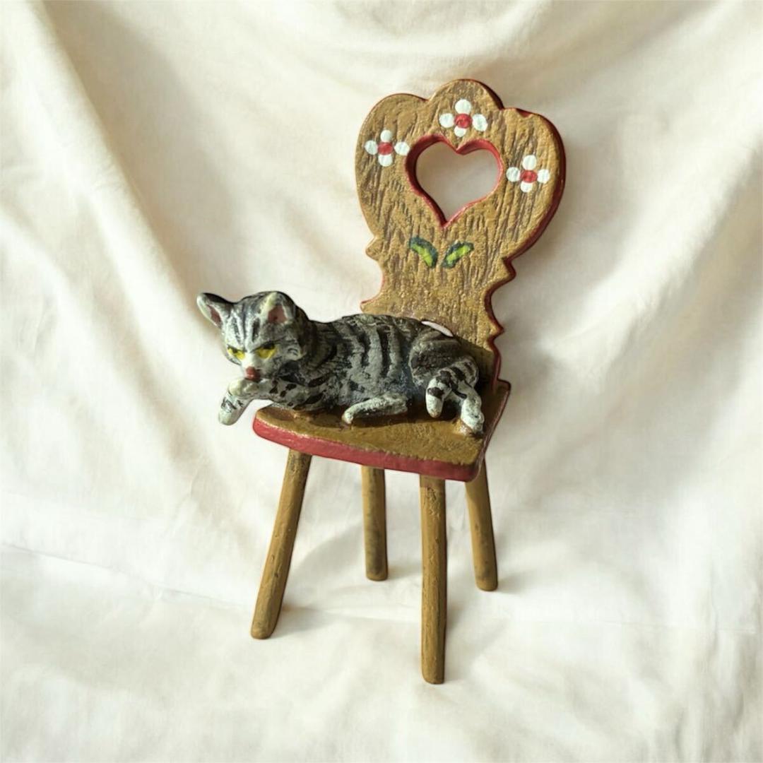 ヴィエナブロンズ SC刻印 猫×椅子 Cold Painted オーストリア