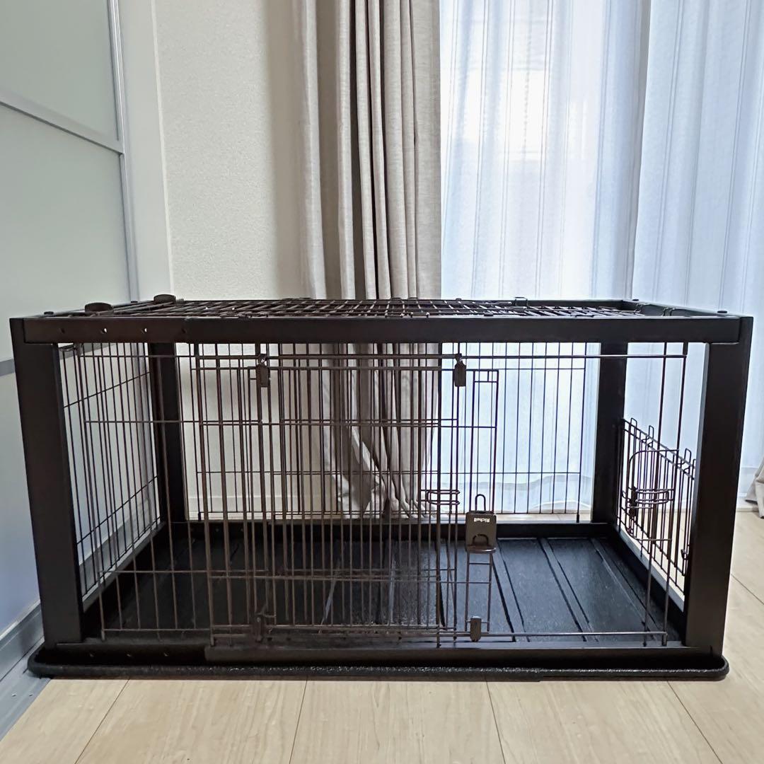 Richell リッチェル 木製スライドペットサークル ワイド ダークブラウン