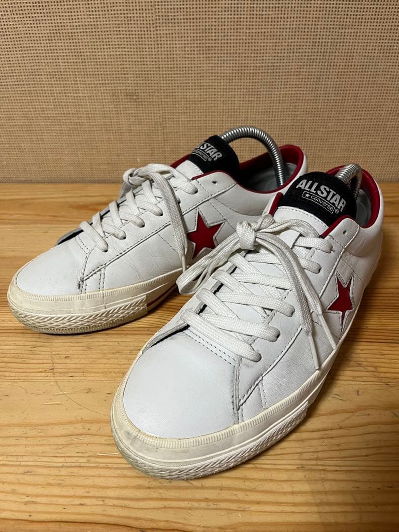 a432/コンバース ワンスター GF レザーWHITE/RED/25.5㎝