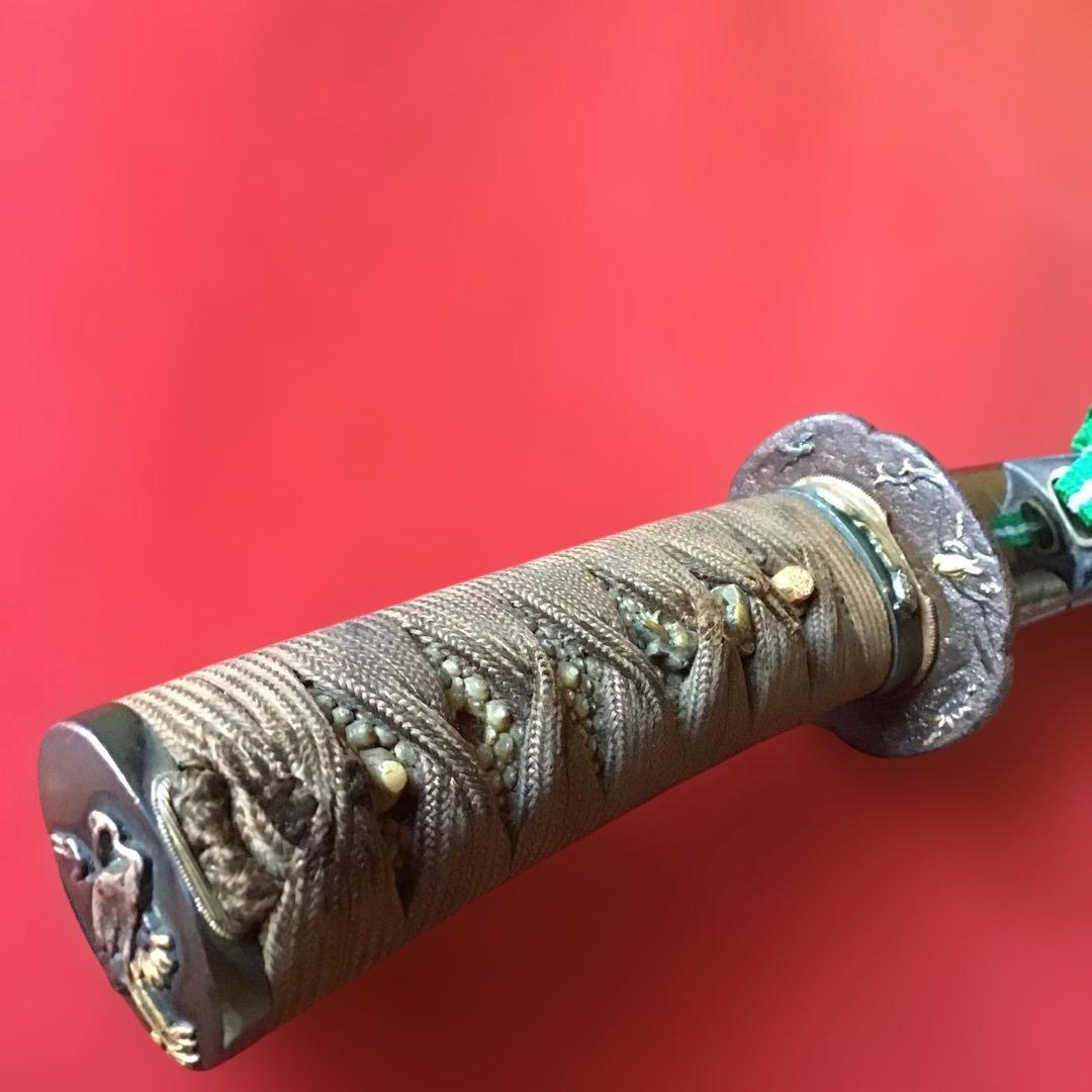 脇差一作拵　鶴亀色絵象嵌金具　笛巻鞘　繋ぎは木製　刃はありません