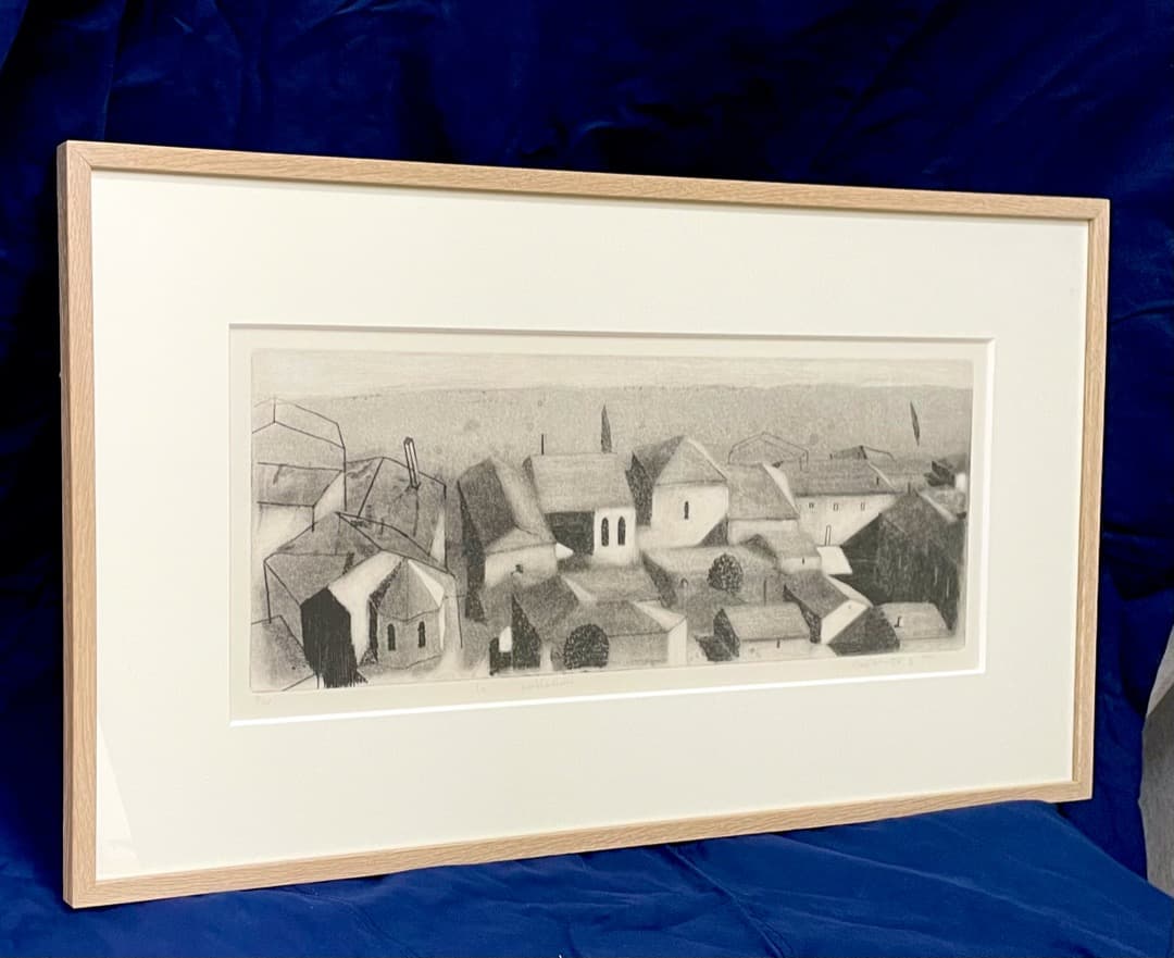 【真作保証】阿部幸洋『La poblacion』銅版画 10部限定 スペイン風景