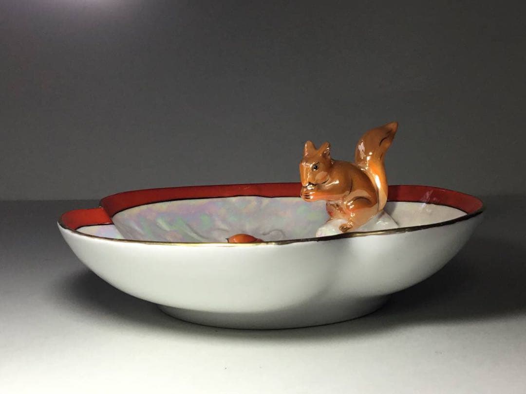 オールドノリタケ◆ドングリとリス◆ボウル 深皿 菓子皿 フィギュリン 森村