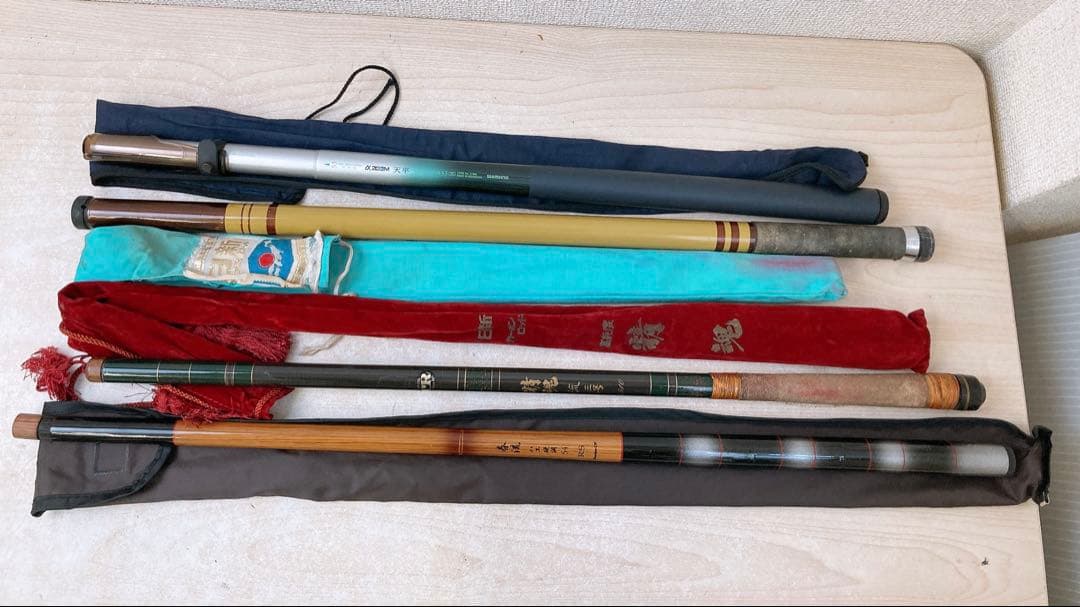 フ*ン様 釣竿4点まとめ 日新 精魂 流 三号 シマノ 天平 DX マミヤ 春流
