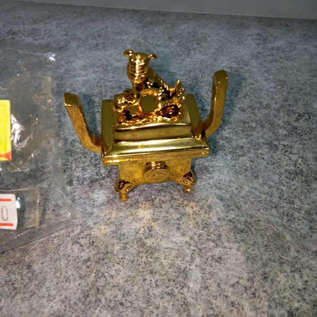 本金メッキ　狛犬　香枦