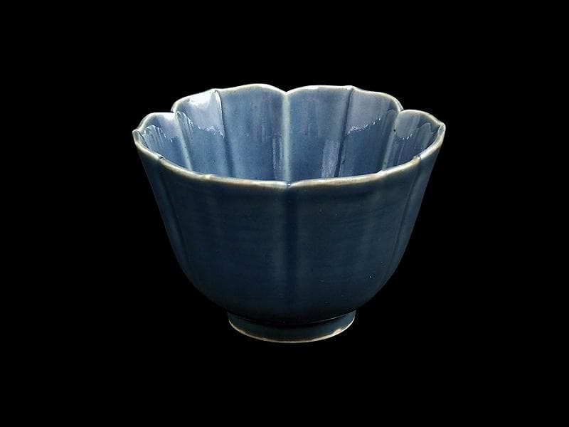 古伊万里　瑠璃　輪花向付　F477AS-DBo