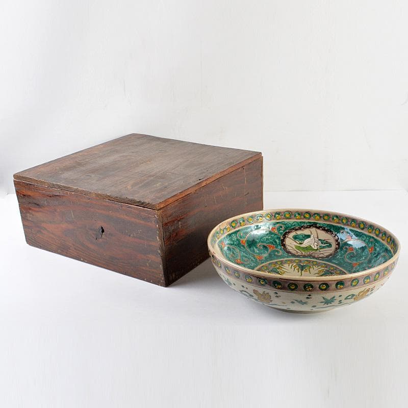 山口県　 須佐焼　古須佐　山水花鳥文鉢　幕末ー江戸期　時代箱付　V　R6014C