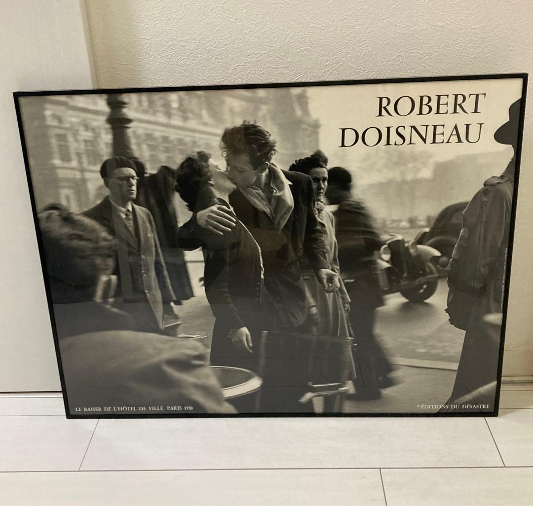 額入りポスター アンティーク ロベールドアノー　パリ市庁舎前のキス