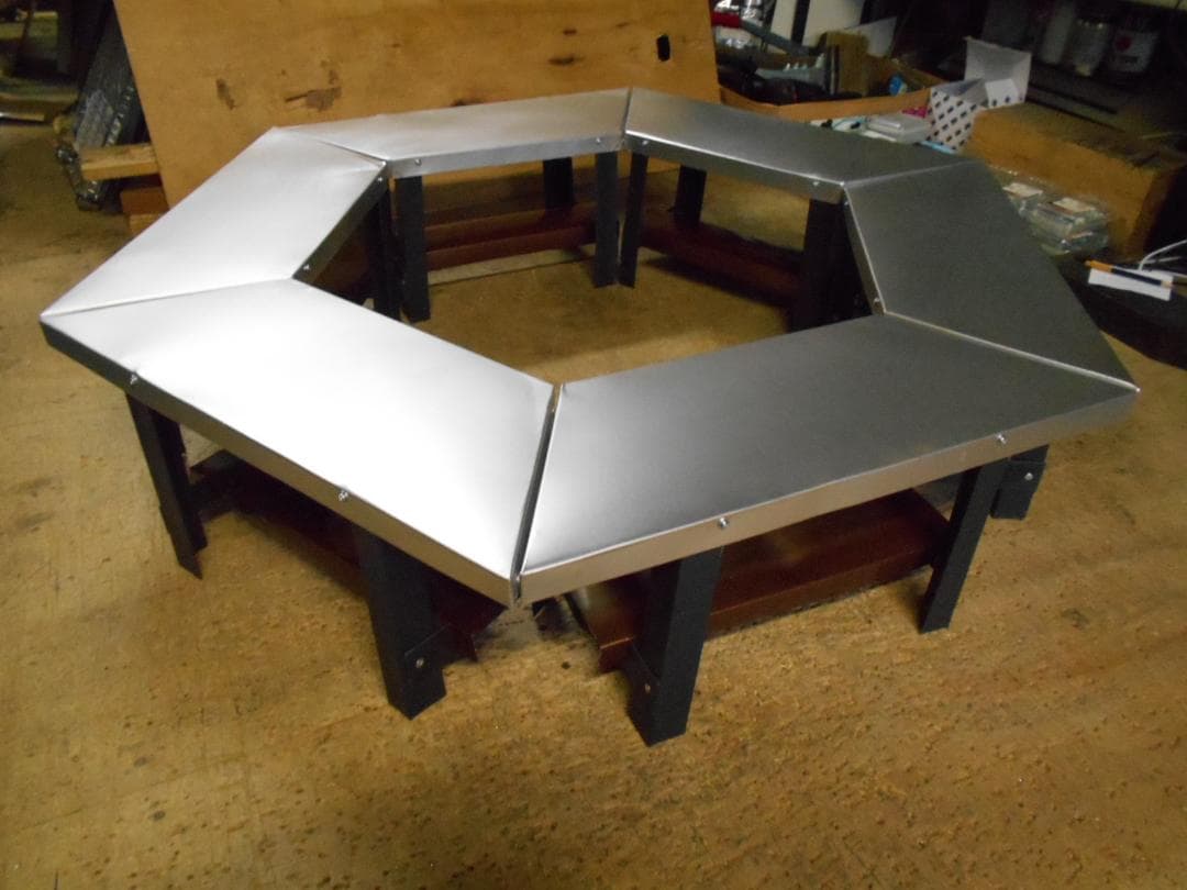 ヘキサテーブル 6角/焚き火テーブル シルバー ガルバ クリップ接続 自作