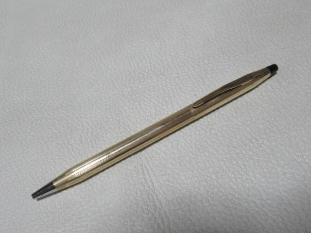 未使用 1980年代◆クロス 黒ガラス製ペンスタンドと12K金張りボールペン付き