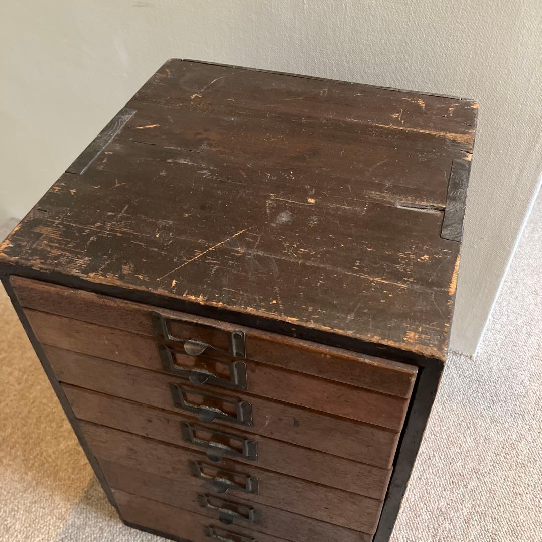 最終セール！古道具・木製引き出し式小物棚7段