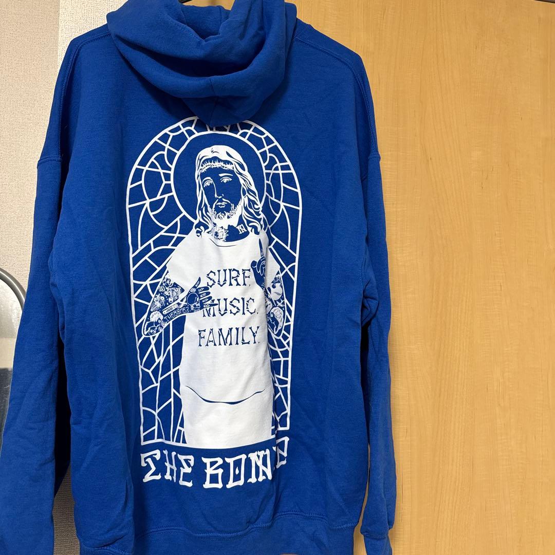 THEBONEZ青色フード付きスウェットLサイズ