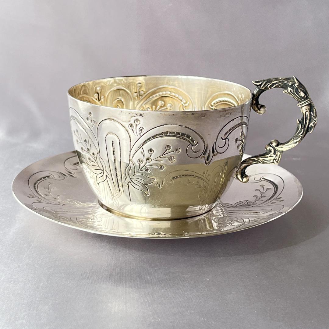 【仏蘭西】アールヌーボー カップ＆ソーサー 【シルバープレート】