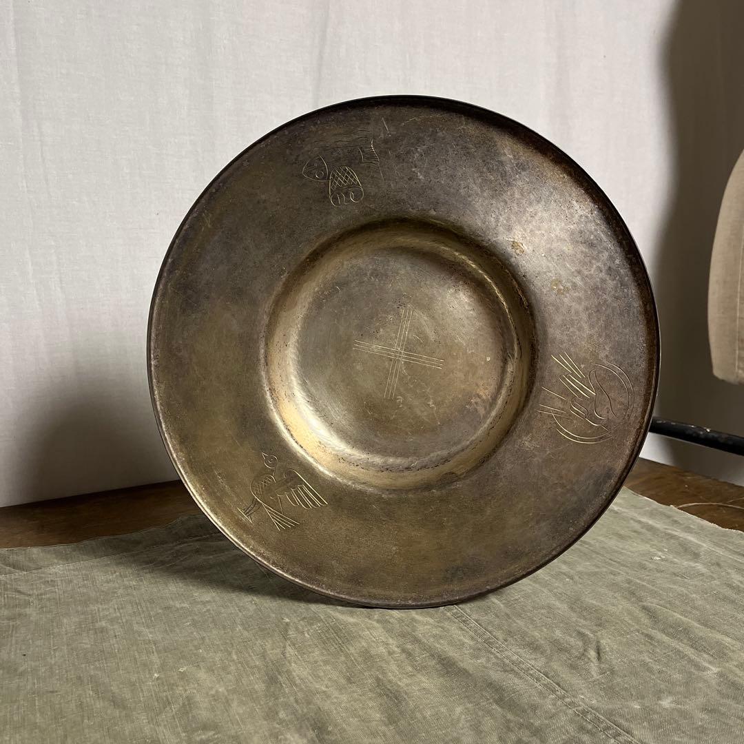 古雑貨ビンテージ品◾️ヨーロッパ雑貨 金属製 大きめのプレート ディスプレイ 小物