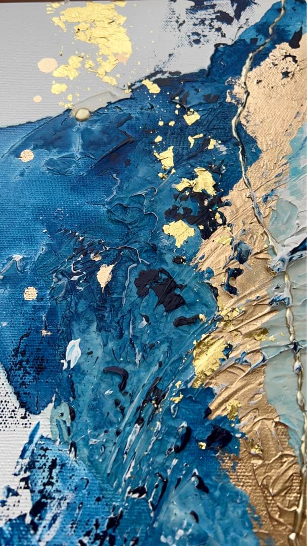 絵画　アート　青　金　インテリア　海外　ホテル　ギフト　新築祝い　テクスチャー