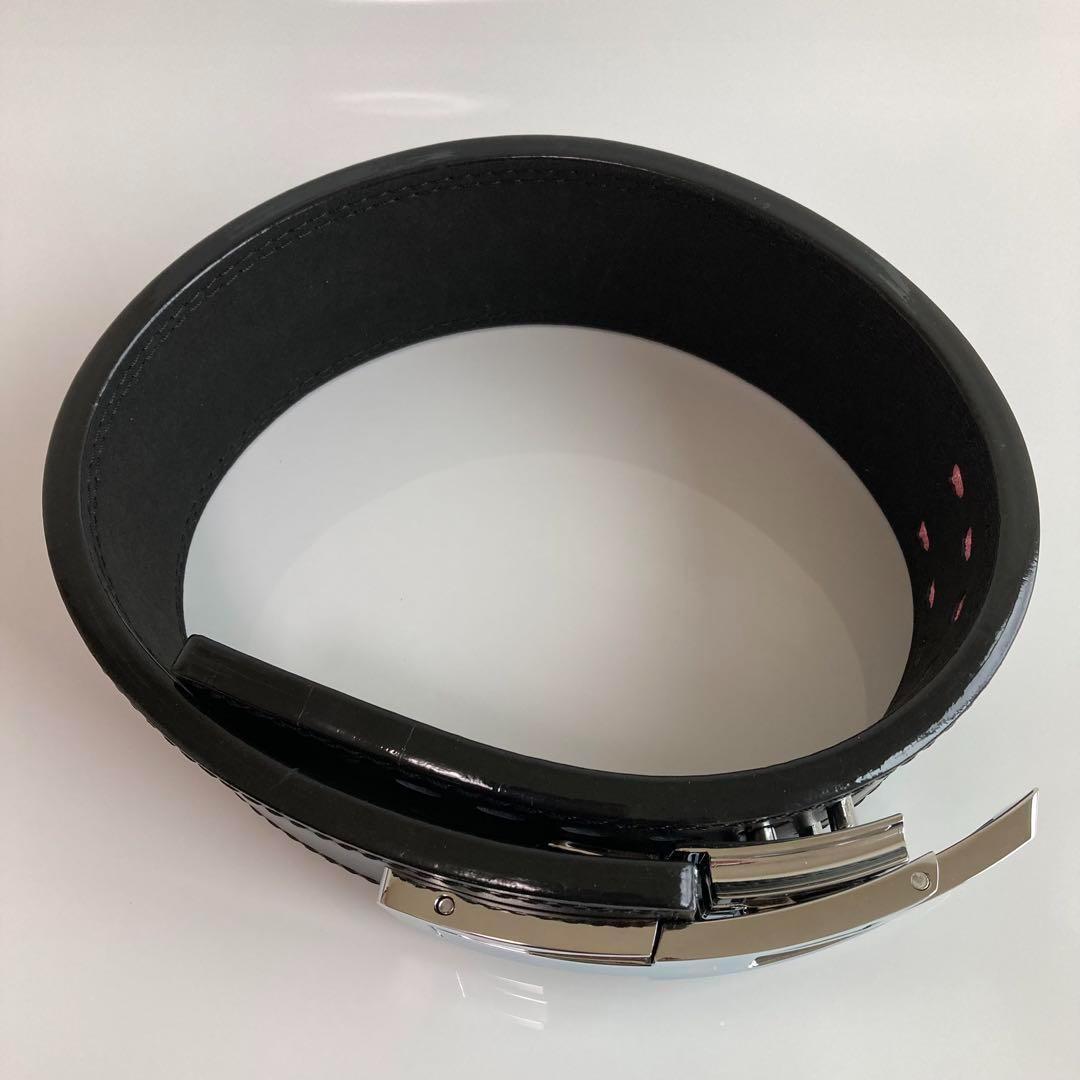 パワーベルト レバーアクション Ｍサイズ ワンタッチ可変式　黒×光沢シルバー