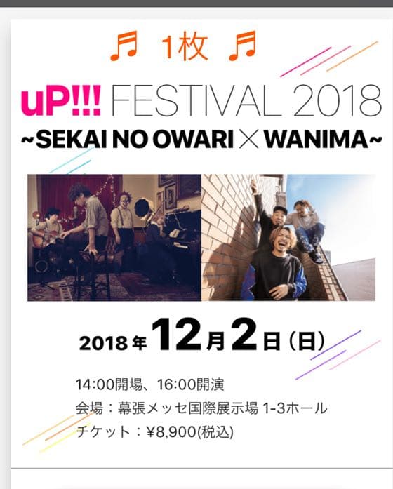 セカオワ  ワニマ チケット 1枚