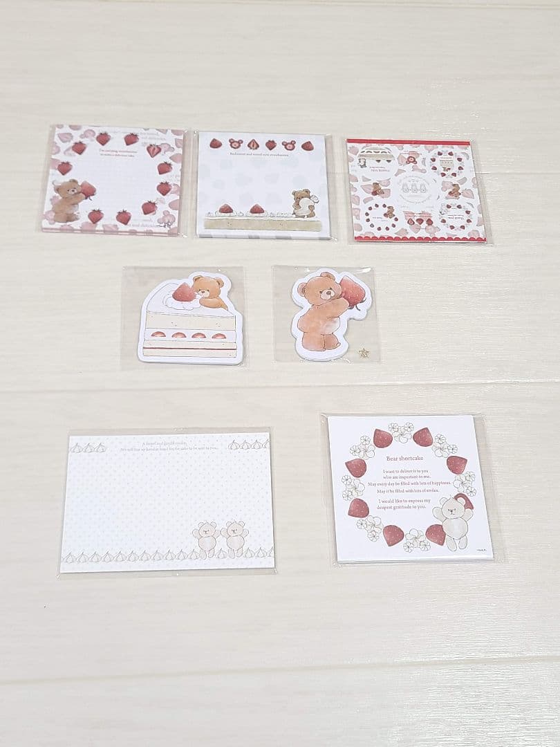 国内作家　メモ帳　セット　くま デザインペーパー　cream tea　紙もの