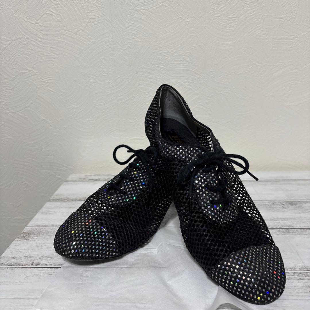 黒 スパンコール付き ダンスシューズ 女性用