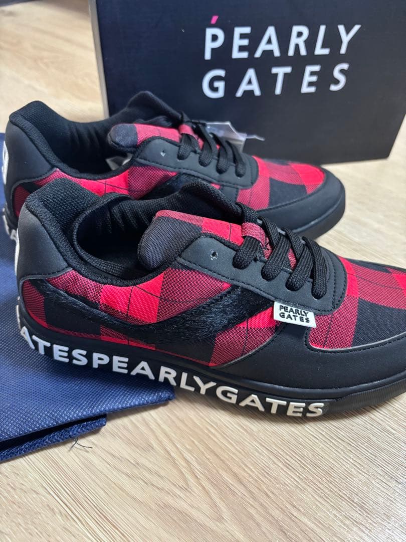 パーリーゲイツ　バッファローチェック柄 スパイク ゴルフシューズ 24.5cm