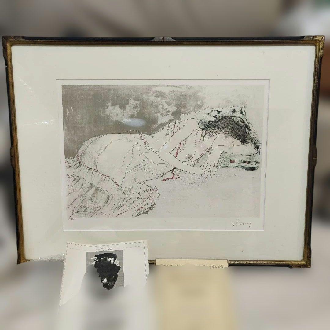 証明書付 「眠り」リトグラフ 額付き Jean Jansem 裸婦