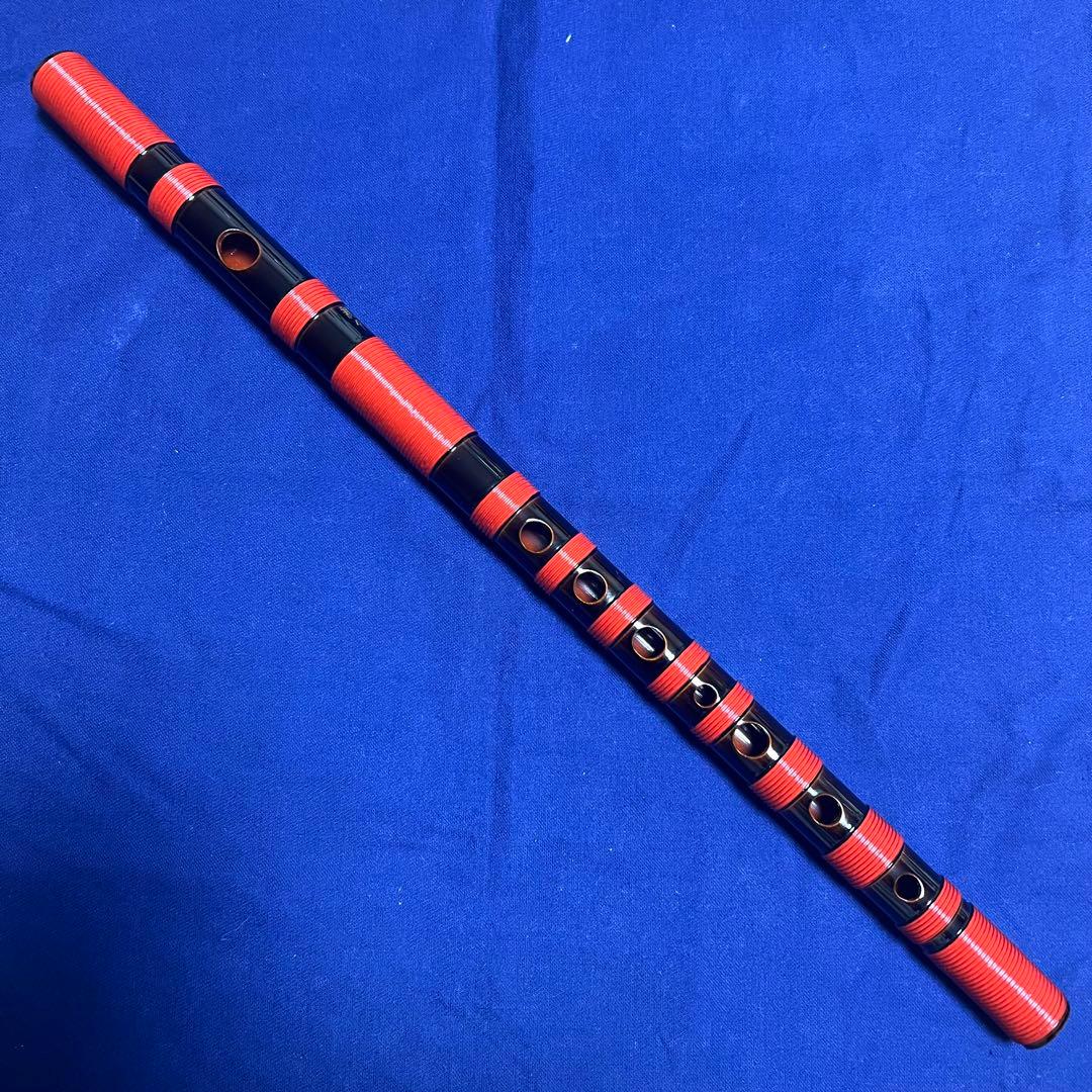 篠笛 新月乃笛 8本調子 ドレミ調 総籐巻 黒朱漆塗
