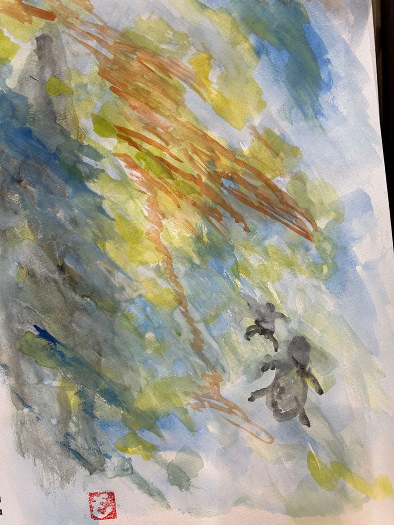 抽象的な水彩画 自然風景