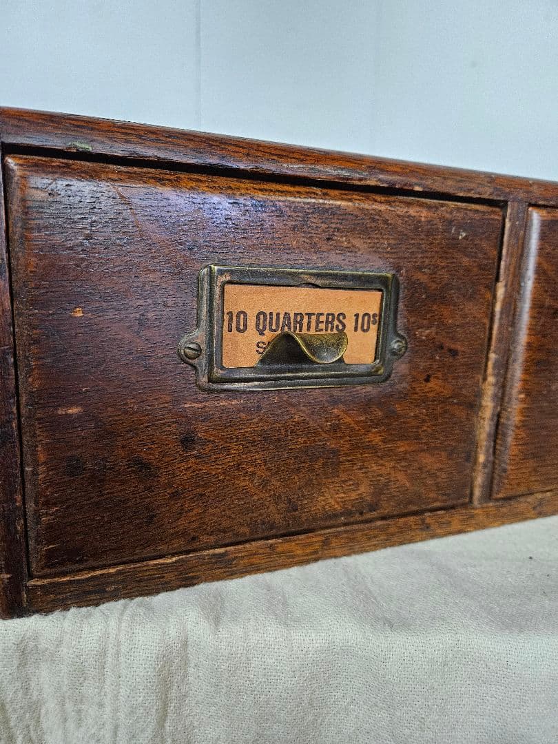 USアンティーク 木製のファイルキャビネット カードホルダー 卓上 書斎 引出し