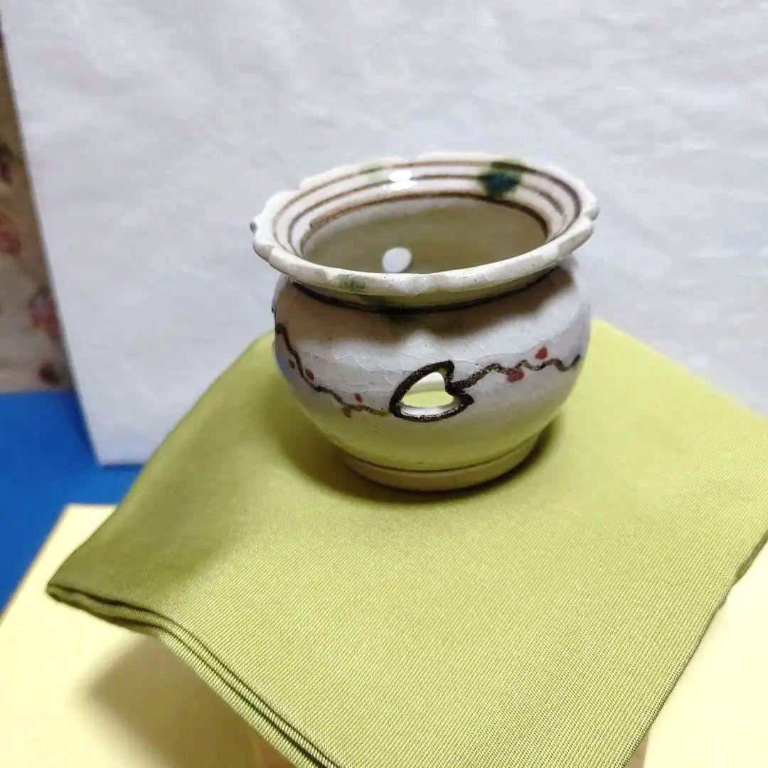 茶道具、蓋置、弥七田織部、加藤光右衛門作、はな3番