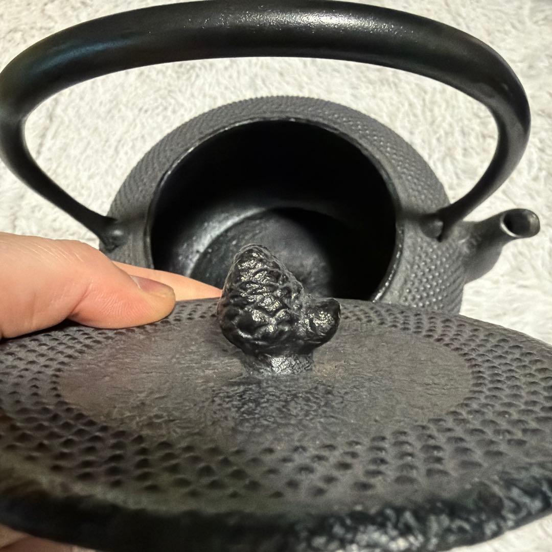南部鉄器 鉄瓶 急須 黒 霰模様 平丸20号