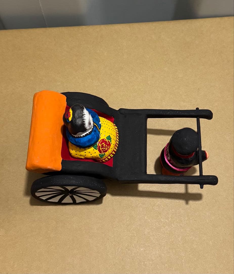 長門張子　南蛮婦人　車夫　人力車　張子　民芸品　郷土玩具