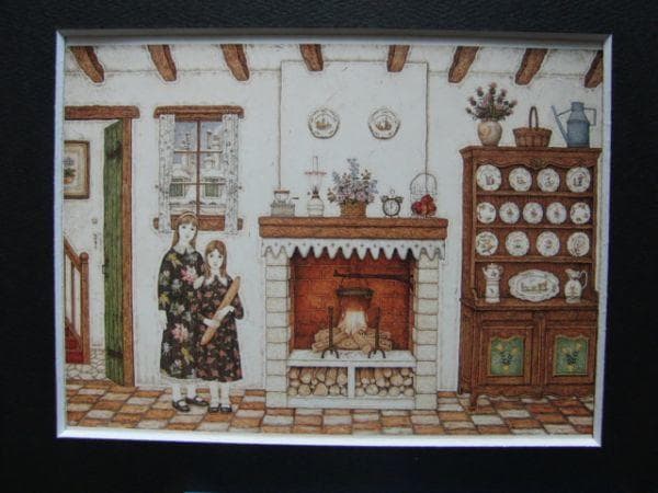 円池 茂 【姉妹・雪の降る費】 希少画集画、状態良好、新品高級額装付