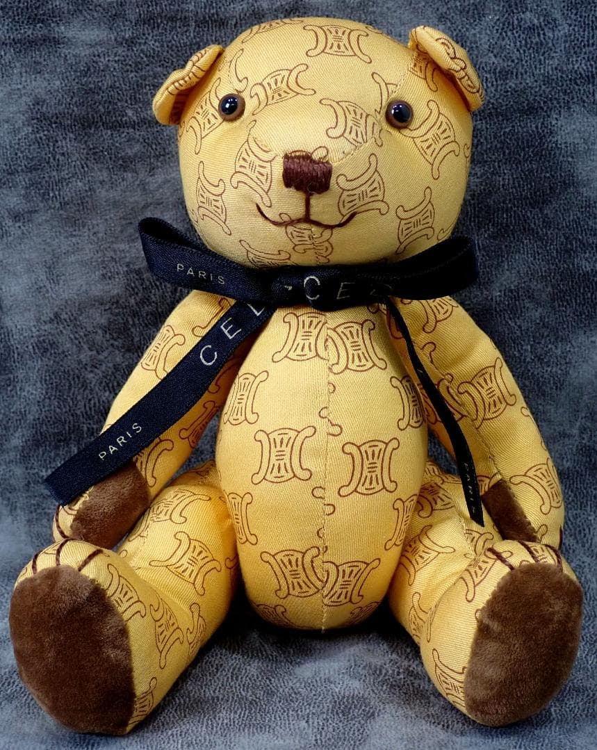 美品 CELINE セリーヌ マカダム柄 テディベア ベアぬいぐるみ ブラウン