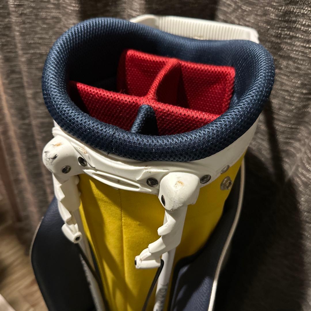 トミーヒルフィガースタンド付ゴルフキャディバッグ 黄色✖️紺色 使用感有のため激安