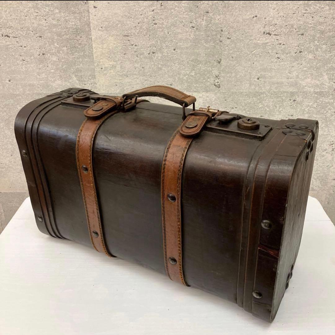 アンティーク 木製 ウッドトランク 木製スーツケース ダークブラウン