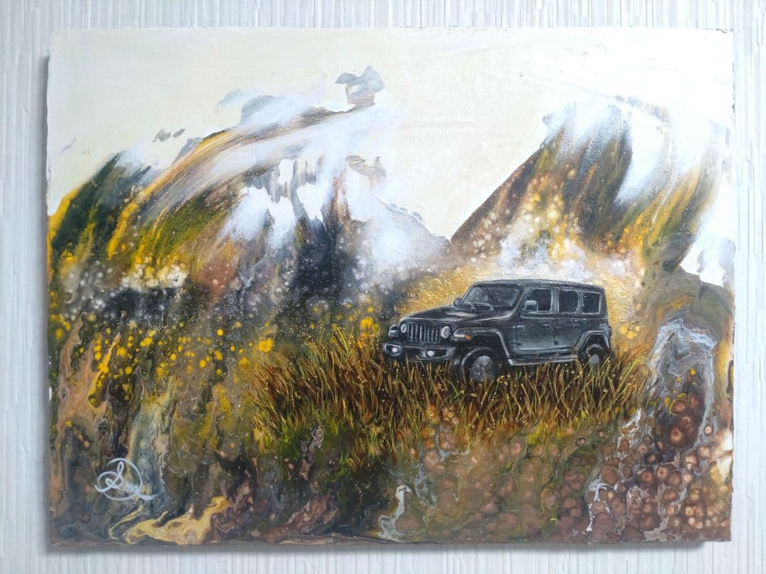 油絵【Jeep Life】1点物の原画/作者サイン入り/キャンバス油彩画