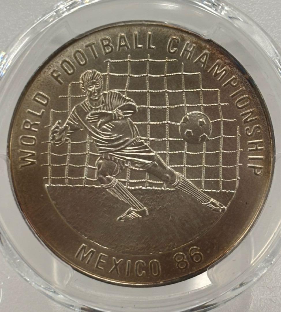 カンボジア 1986年 ワールドカップ20リエル大型銀貨　PCGS高鑑定＆稀少❗️